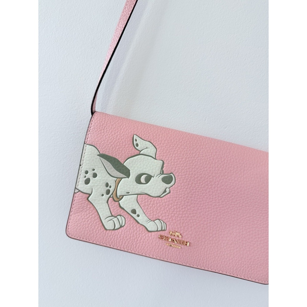 Coach Disney Dog Pink Leather Shoulder Wallet Crossbody Hayden JAPAN Dalmatian - Picture 3 of 9